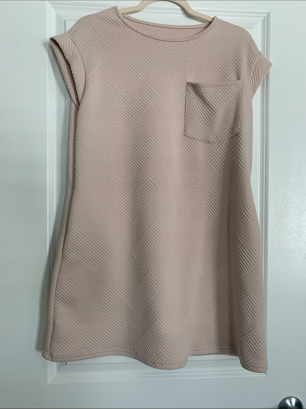 SHEIN Cream Textured Asymmetrical Shift Dress